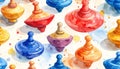 Watercolor Spinning Tops Pattern Royalty Free Stock Photo