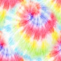 Watercolor Spiral. Aquarelle Illustration. Vibrant Hand Drawn Dye. Rainbow Artistic Circle. Tiedye Swirl. Organic Hand Drawn