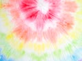 Watercolor Spiral. Aquarelle Illustration. Vibrant Hand Drawn Dye. Rainbow Circular Pattern. Bohemian Art. Trendy Fashion Effect.