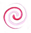 Watercolor Spiral Pattern of two lines in different shades of pink. Watercolor Art in pink shades on a white background for your