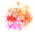 Watercolor splash with Hello summer message