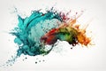 Watercolor splash on a white background with vibrant colors that create a beautiful contrast and artistic effect. Ai generated