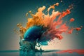 Watercolor splash on a white background with vibrant colors that create a beautiful contrast and artistic effect. Ai generated