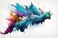 Watercolor splash on a white background with vibrant colors that create a beautiful contrast and artistic effect. Ai generated