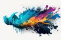 Watercolor splash on a white background with vibrant colors that create a beautiful contrast and artistic effect. Ai generated