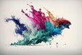 Watercolor splash on a white background with vibrant colors that create a beautiful contrast and artistic effect. Ai generated