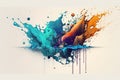 Watercolor splash on a white background with vibrant colors that create a beautiful contrast and artistic effect. Ai generated