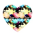 Watercolor splashes in the shape of a heart