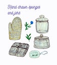 Watercolor sponges and jars set