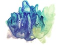 Watercolor spot. Blue, cyan and yellow blotch. Abstract painting. Royalty Free Stock Photo