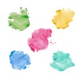 Watercolor spots set. Realistic bright colorful stains.