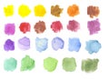 Watercolor spots / splashes isolated on white. hand drawn illustration. palette. Royalty Free Stock Photo