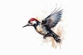 Watercolor spotted woodpecker on a white background created with generative AI technology