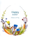 Watercolor spring card. Happy Easter!