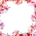 Watercolor Spring floral border with hand painted pink sakura flowers on white background. Royalty Free Stock Photo