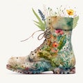 Watercolor Spring Garden Boots - Generative AI