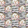 Watercolor spring Happy Easter Seamless Pattern