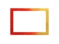 watercolor square frame gold and red abstract hand drawn. png background. asian style.