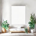 Watercolor of Square vertical frame in boho style