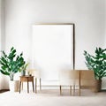 Watercolor of Square vertical frame in boho style
