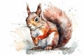 Watercolor squirrel illustration on white background