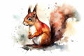 Watercolor squirrel illustration on white background