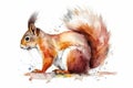 Watercolor squirrel illustration on white background