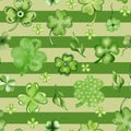 Watercolor St Patrick seamless pattern with clover, rainbow. Coins, shamrock. Irish. Celtic. St Patrick's Day.