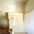 Watercolor of stack of gypsum boards in a home renovation site