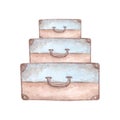 Watercolor stack of luggage.