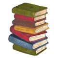 Watercolor stack of vintage books illustration