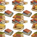 Watercolor stack of vintage books illustration seamless pattern