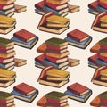 Watercolor stack of vintage books illustration seamless pattern Royalty Free Stock Photo