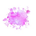 Watercolor stain of neon purple with splashes