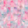 Watercolor stained glass window. Seamless abstract pattern