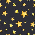 Watercolor stars seamless pattern, night sky watercolor texture