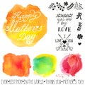 Watercolor steins and headline.Mothers day template