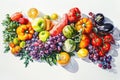 Watercolor Still Life with a Colorful Array of Fruit and Vegetables Royalty Free Stock Photo