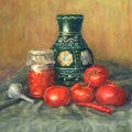 Watercolor still life with tomatoes. Royalty Free Stock Photo