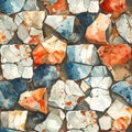 Watercolor Stone Wall Texture Seamless Pattern Design Royalty Free Stock Photo