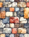Watercolor Stone Wall Texture Seamless Pattern Royalty Free Stock Photo