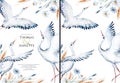 Watercolor stork bird and wildflowers with poppy, cornflower chamomile, rye and wheat spikelets . Wedding and baby shower