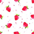 Watercolor strawberry background. seamless vector