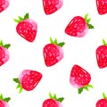 Watercolor strawberry background. seamless vector