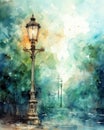 Watercolor Street Lamp at Mountain Street AI Generated