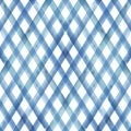 Watercolor stripe diagonal plaid seamless pattern.Blue stripes on white background Royalty Free Stock Photo