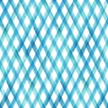 Watercolor stripe diagonal plaid seamless pattern. Blue teal stripes on white background Royalty Free Stock Photo