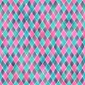 Watercolor stripe diagonal plaid seamless pattern. Pink and blue teal stripes background Royalty Free Stock Photo