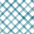 Watercolor stripe gingham seamless pattern. Color teal stripes background Royalty Free Stock Photo
