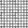 Watercolor stripe plaid seamless pattern. Black gray stripes on white background